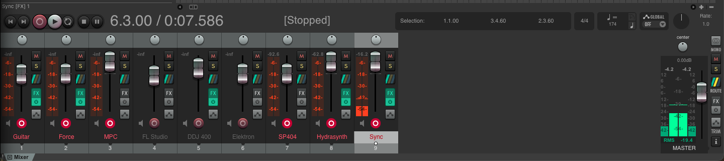 Mixer with no track colors